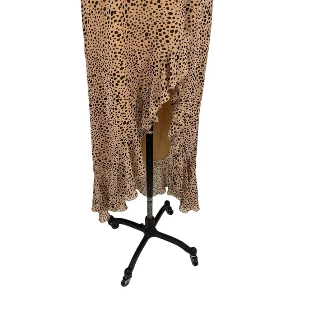 Majorelle Loreto Dress Long Side Slit Ruffle Natural‎ Leopard Print Size Medium